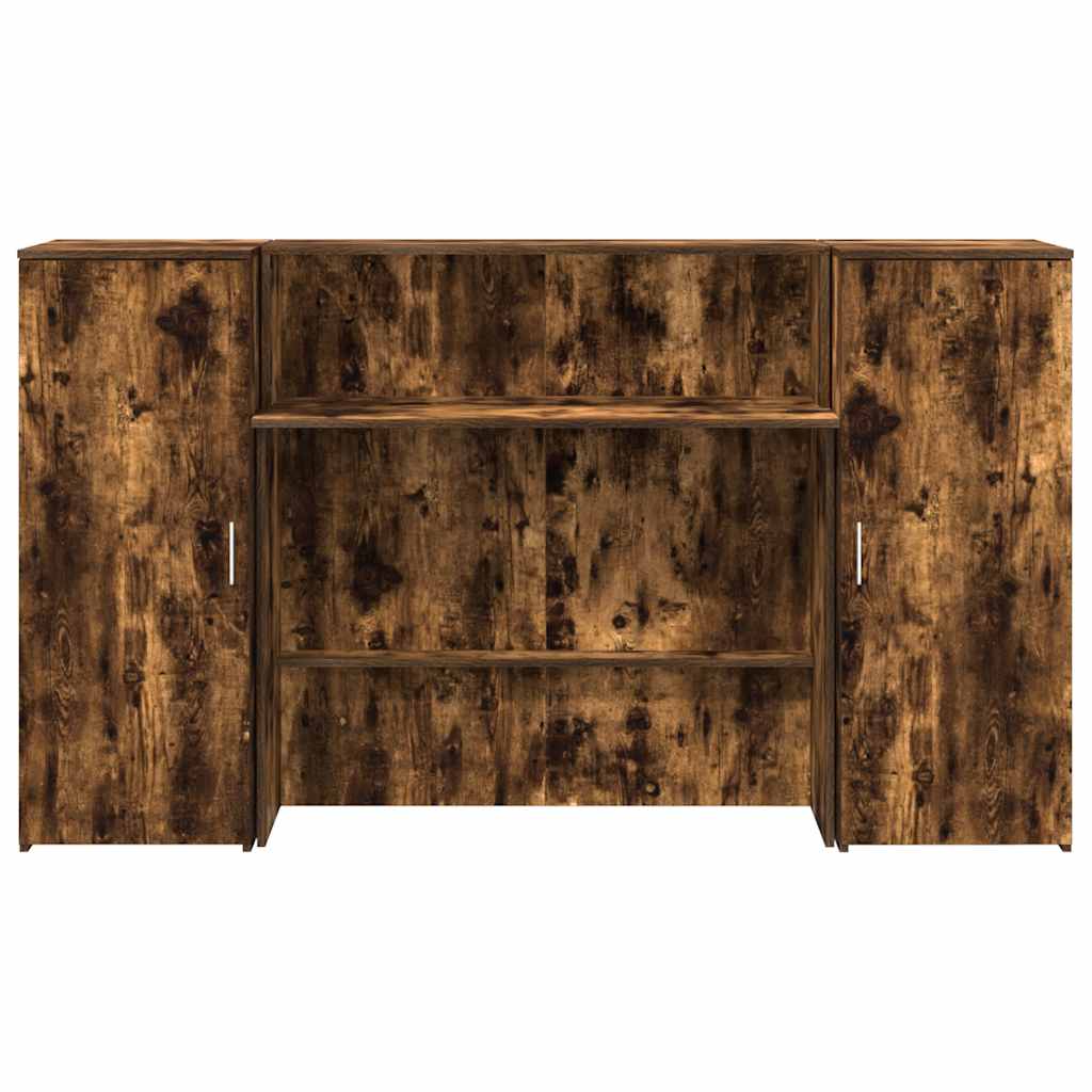Bureau de réception chêne fumé 180x50x103,5cm bois d'ingénierie - XIOS