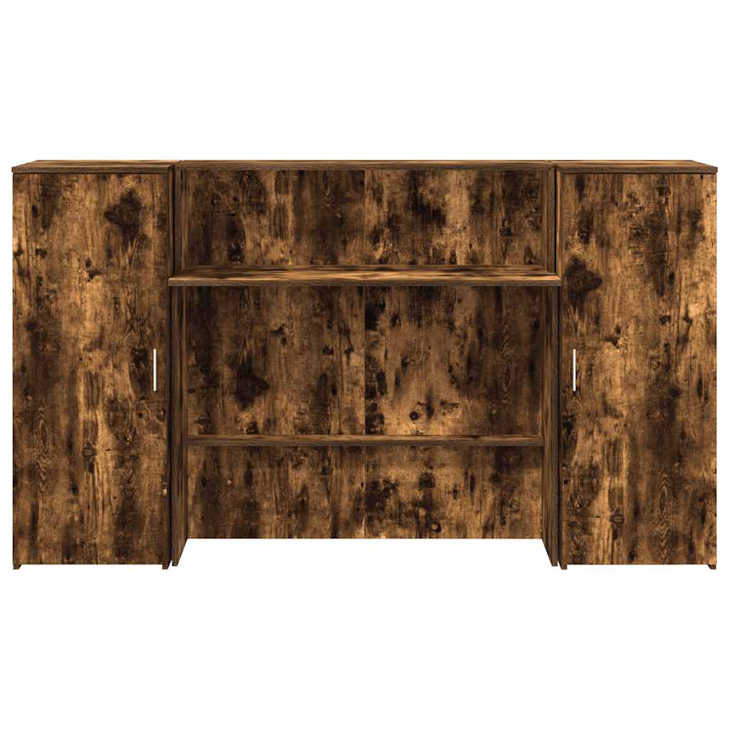 Bureau de réception chêne fumé 180x50x103,5cm bois d'ingénierie - XIOS