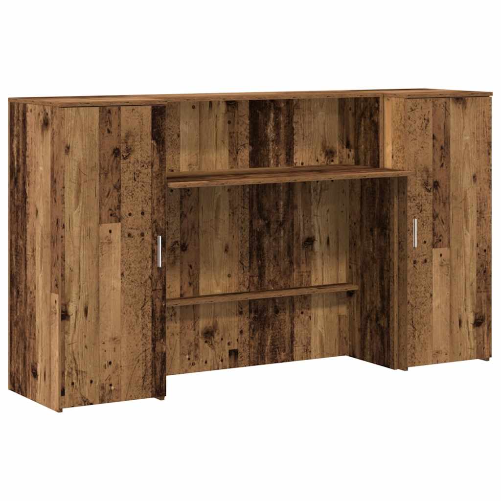 Bureau de réception vieux bois 180x50x103,5cm bois d'ingénierie