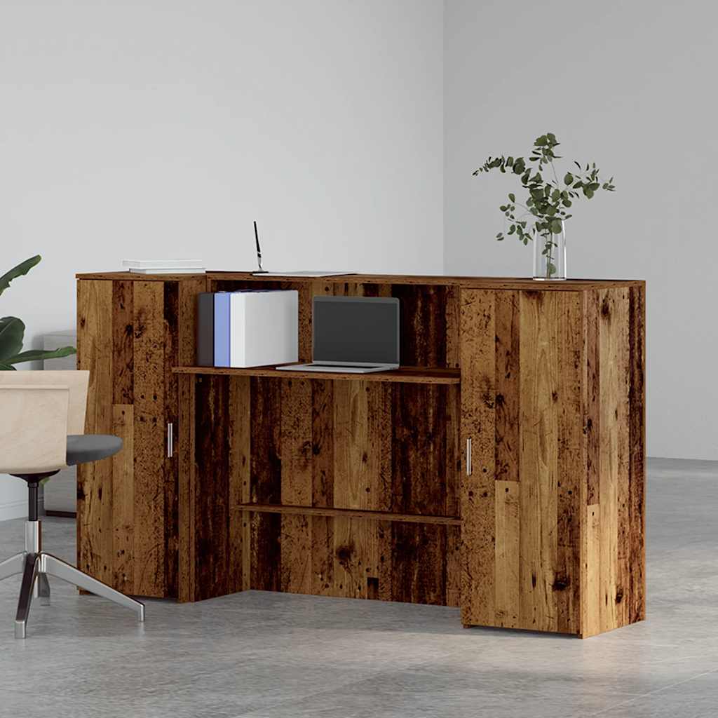 Bureau de réception vieux bois 180x50x103,5cm bois d'ingénierie