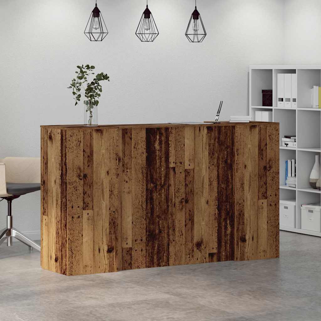 Bureau de réception vieux bois 180x50x103,5cm bois d'ingénierie