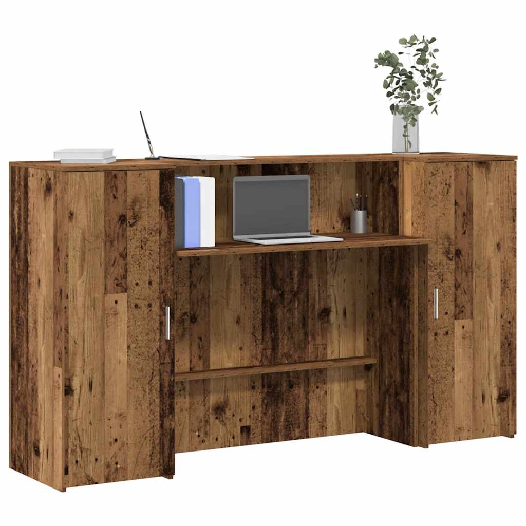 Bureau de réception vieux bois 180x50x103,5cm bois d'ingénierie