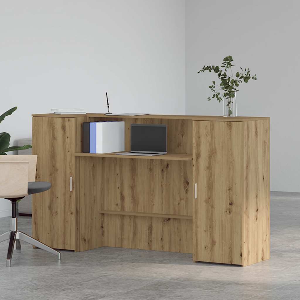Bureau réception chêne artisanal 180x50x103,5cm bois ingénierie