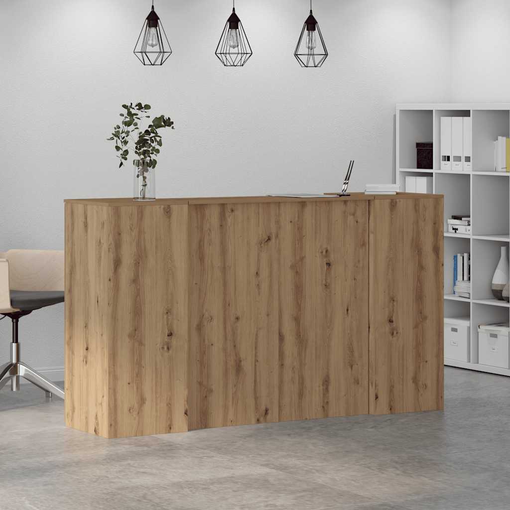 Bureau réception chêne artisanal 180x50x103,5cm bois ingénierie - XIOS