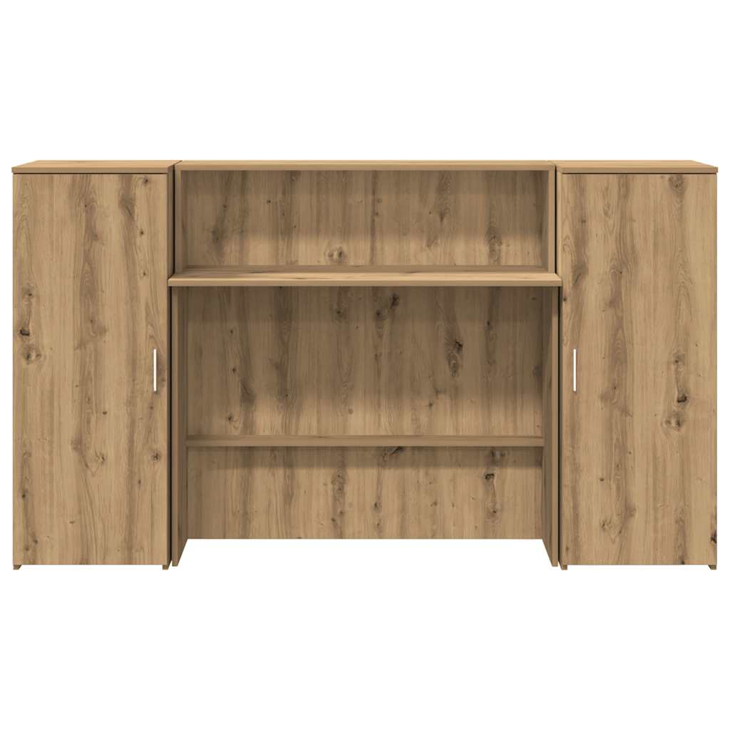 Bureau réception chêne artisanal 180x50x103,5cm bois ingénierie