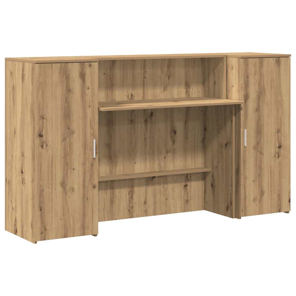 Bureau réception chêne artisanal 180x50x103,5cm bois ingénierie