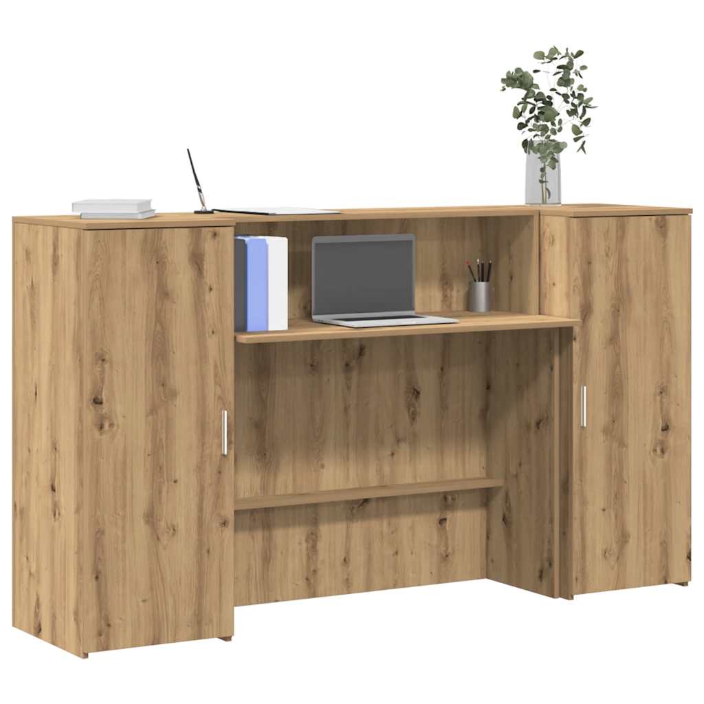 Bureau réception chêne artisanal 180x50x103,5cm bois ingénierie