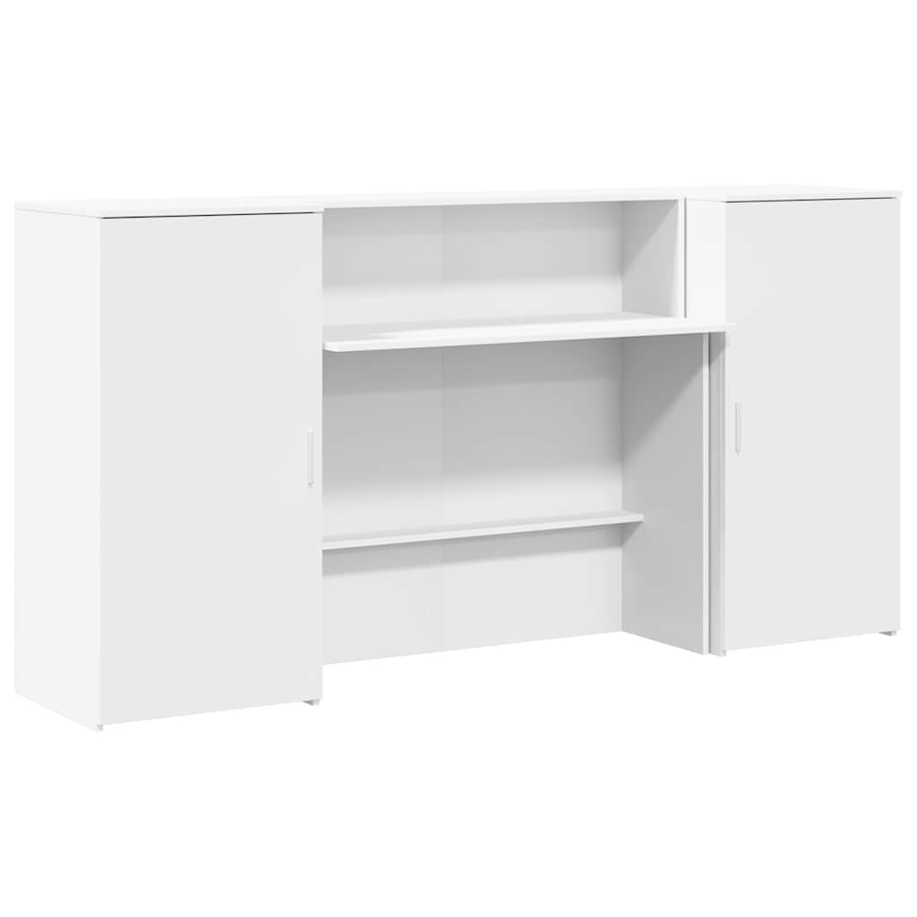Bureau de réception blanc 200x50x103,5 cm bois d'ingénierie