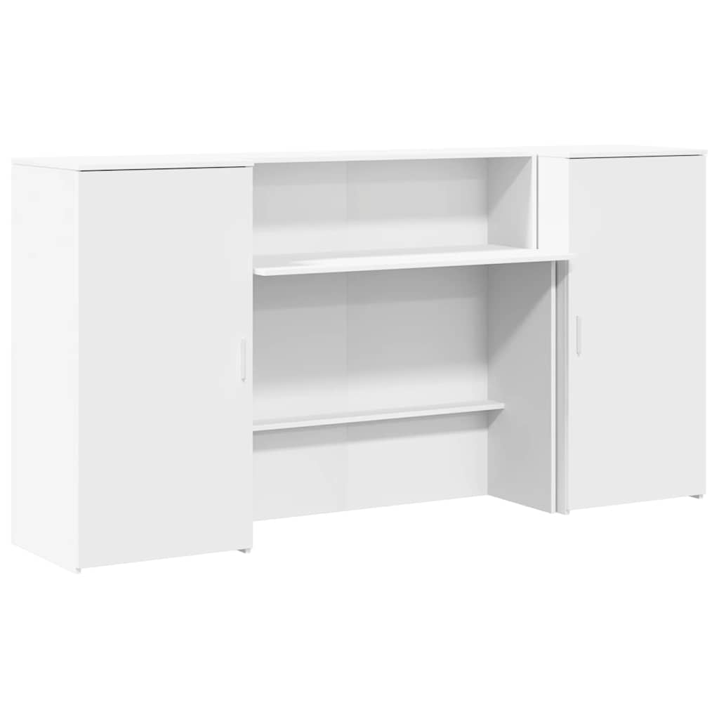 Bureau de réception blanc 200x50x103,5 cm bois d'ingénierie