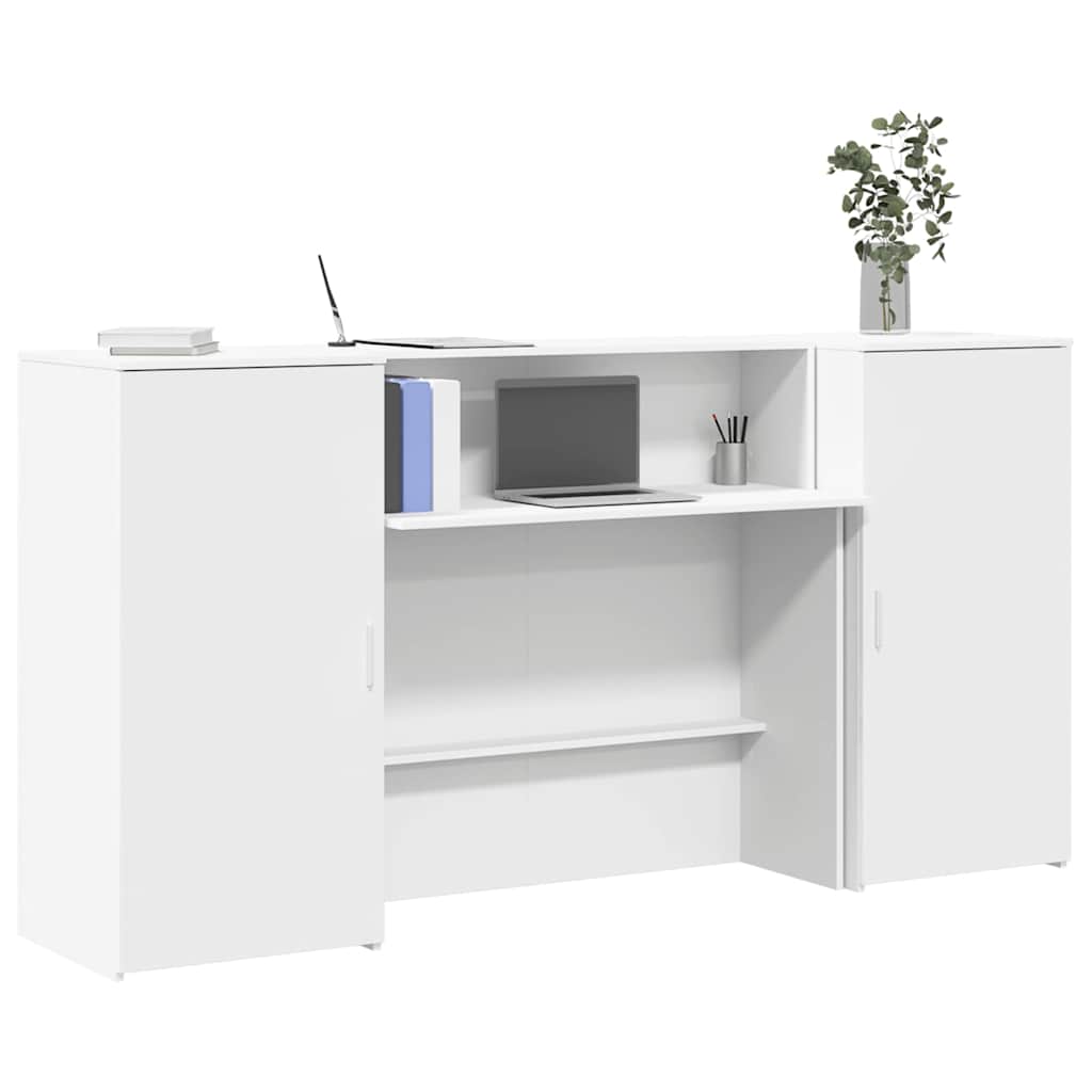 Bureau de réception blanc 200x50x103,5 cm bois d'ingénierie