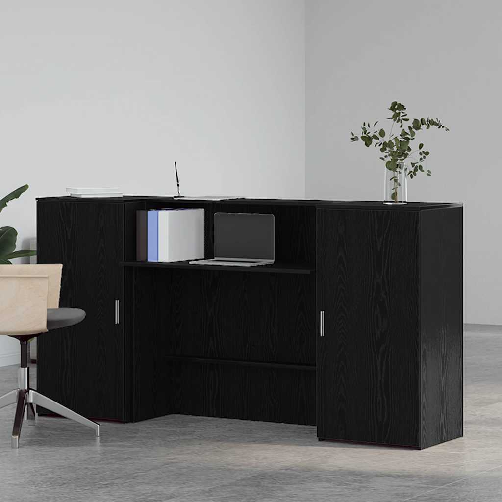 Bureau de réception chêne noir 200x50x103,5cm bois d'ingénierie