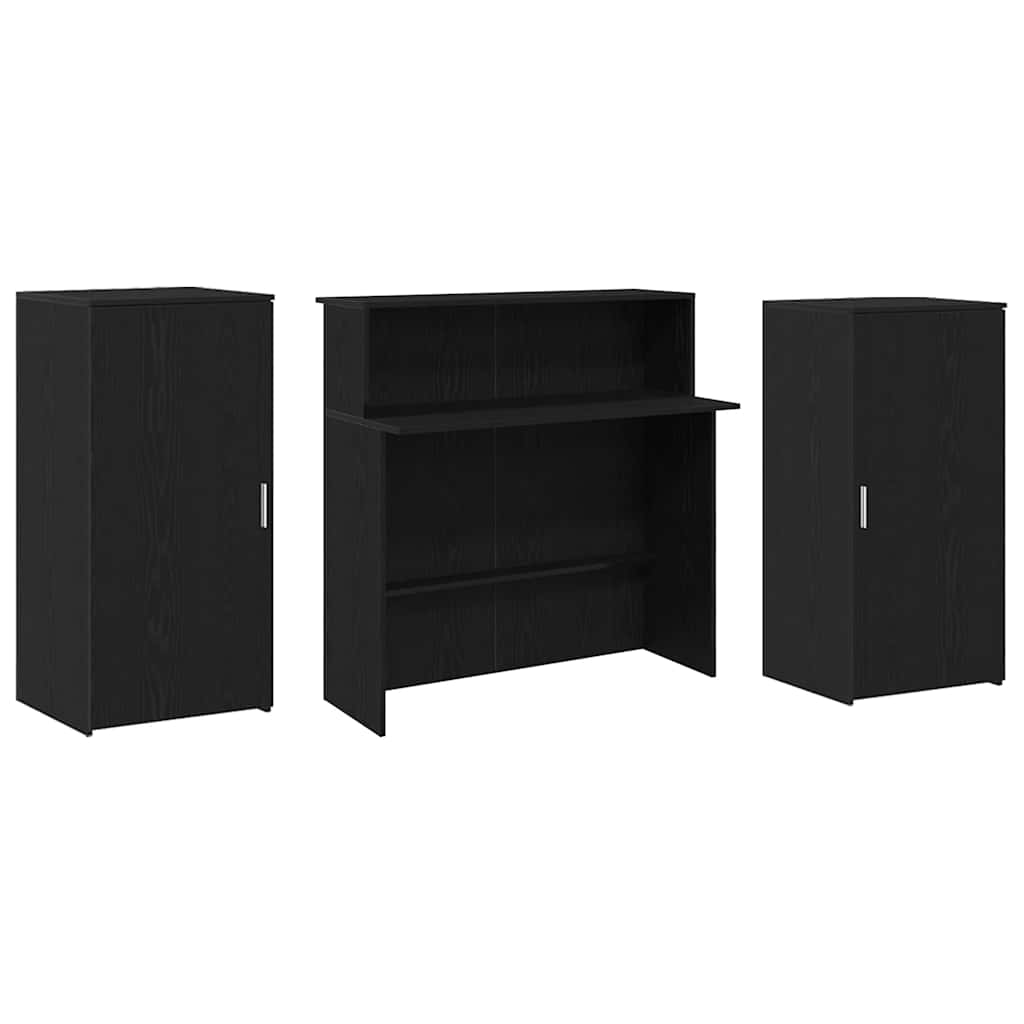Bureau de réception chêne noir 200x50x103,5cm bois d'ingénierie