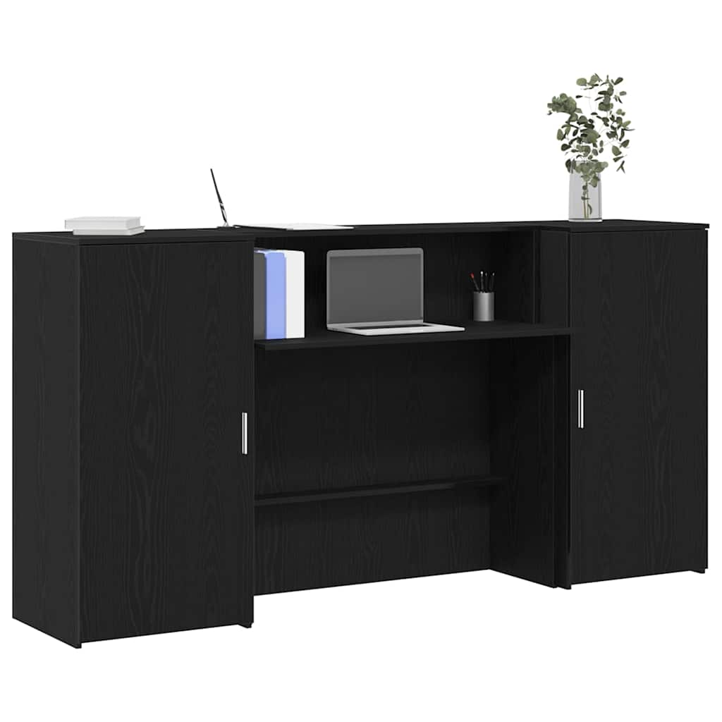 Bureau de réception chêne noir 200x50x103,5cm bois d'ingénierie