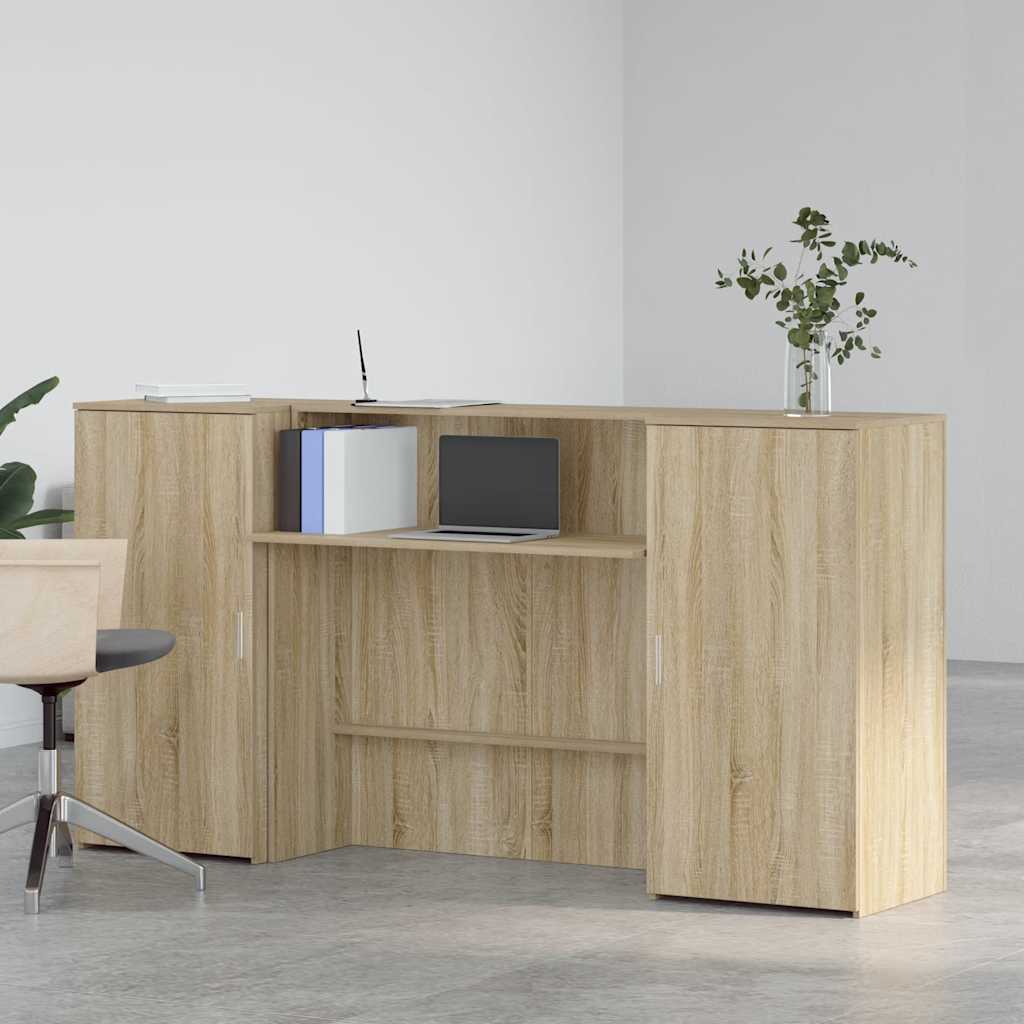 Bureau réception chêne sonoma 200x50x103,5 cm bois d'ingénierie