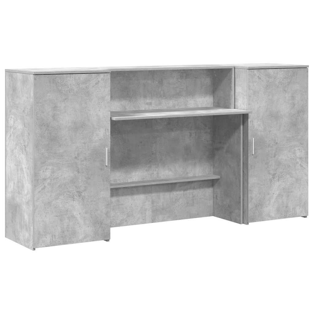 Bureau de réception gris béton 200x50x103,5cm bois d'ingénierie