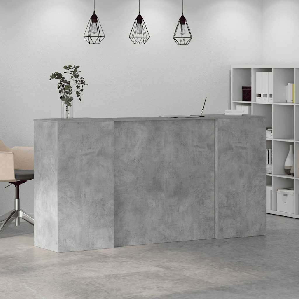 Bureau de réception gris béton 200x50x103,5cm bois d'ingénierie