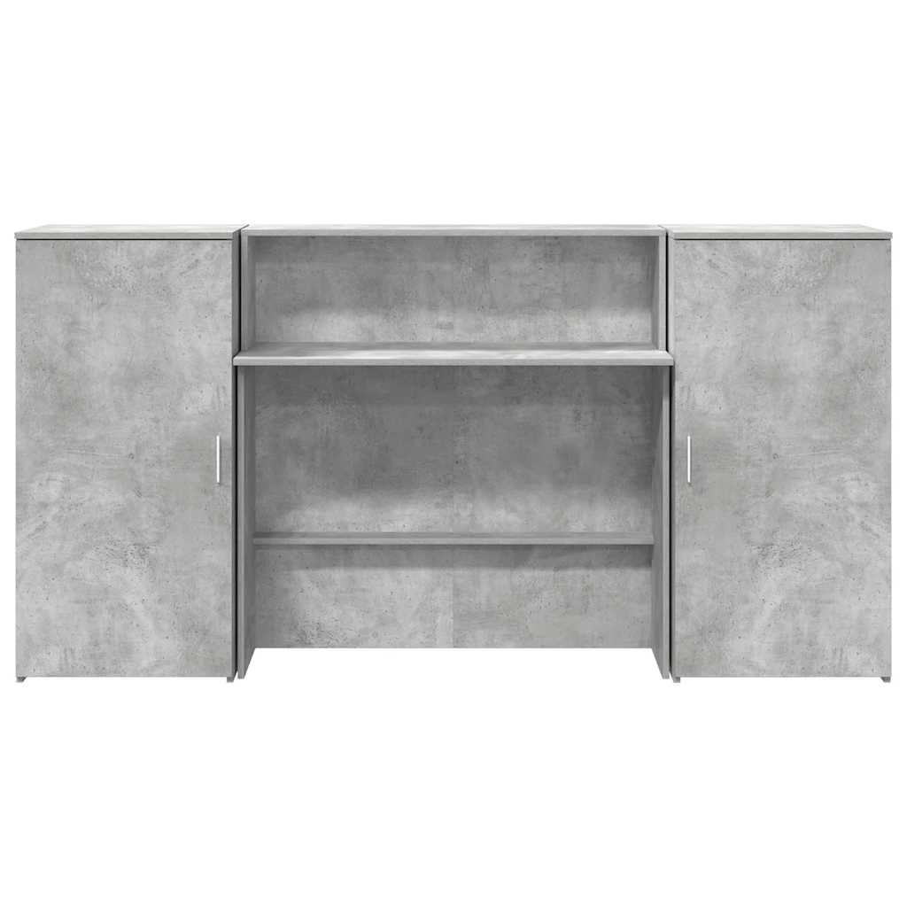 Bureau de réception gris béton 200x50x103,5cm bois d'ingénierie - XIOS