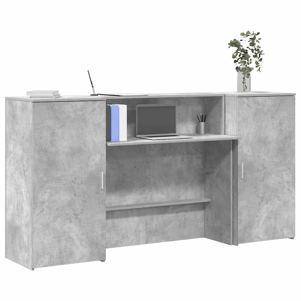 Bureau de réception gris béton 200x50x103,5cm bois d'ingénierie