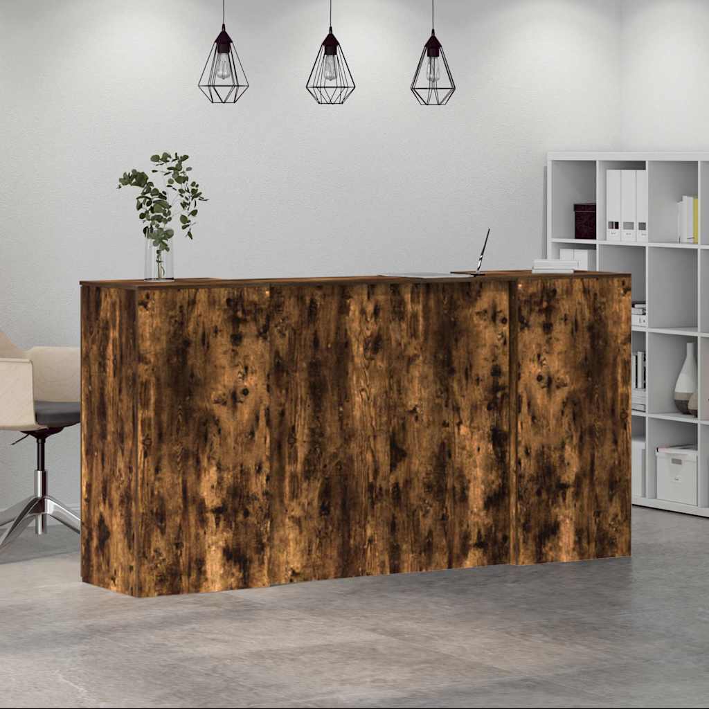 Bureau de réception chêne fumé 200x50x103,5cm bois d'ingénierie - XIOS