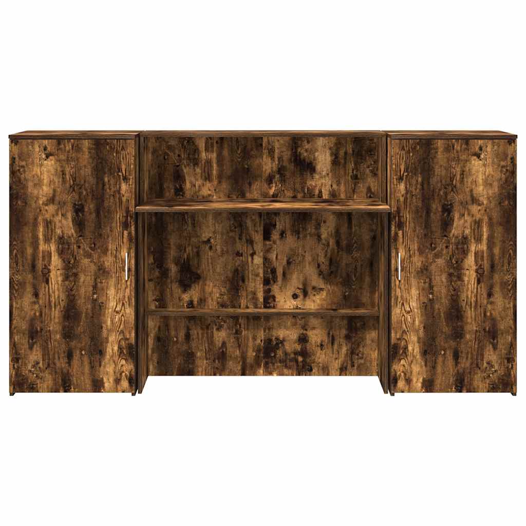 Bureau de réception chêne fumé 200x50x103,5cm bois d'ingénierie - XIOS