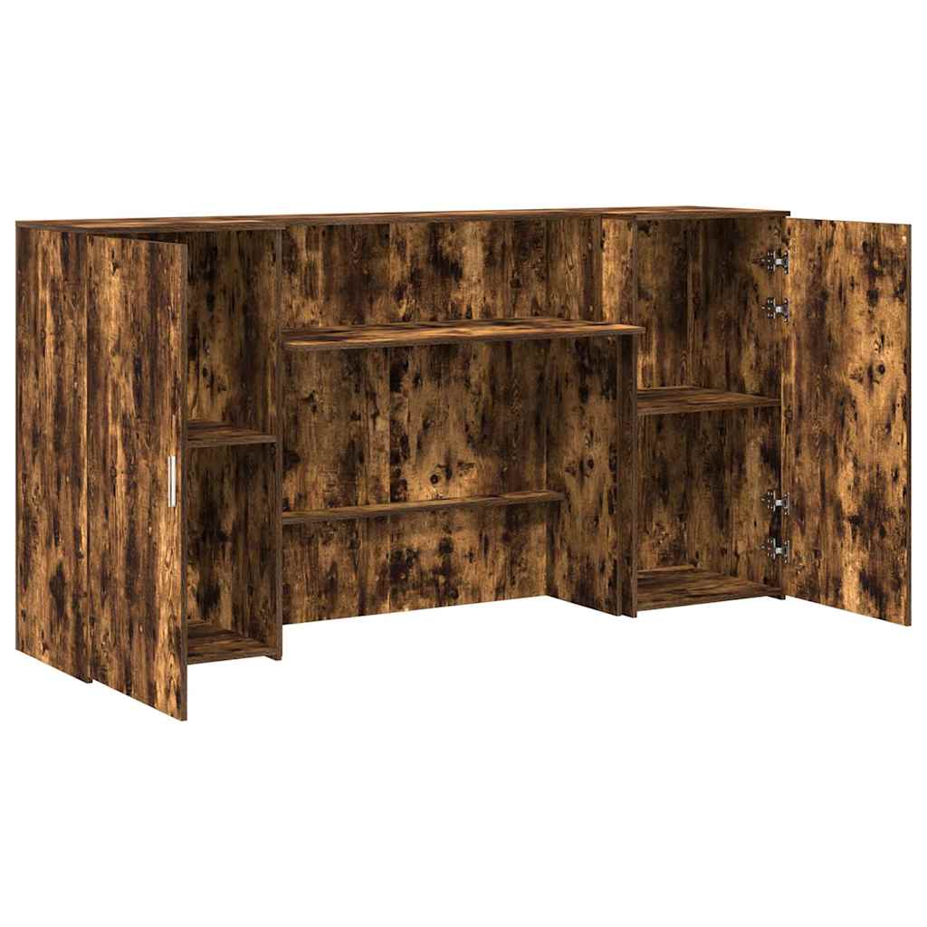 Bureau de réception chêne fumé 200x50x103,5cm bois d'ingénierie - XIOS