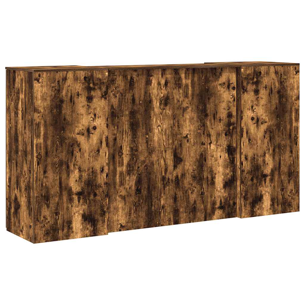 Bureau de réception chêne fumé 200x50x103,5cm bois d'ingénierie - XIOS