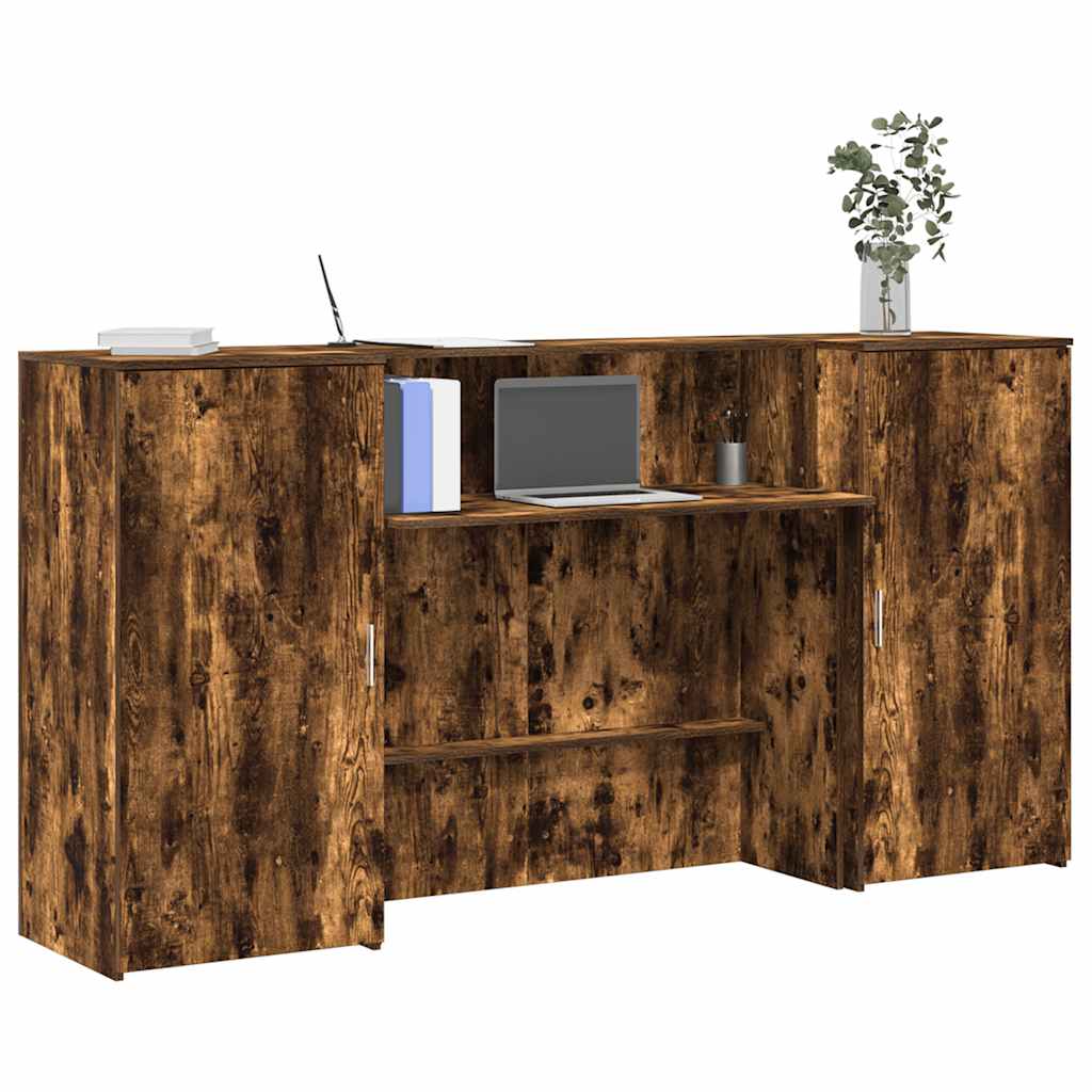 Bureau de réception chêne fumé 200x50x103,5cm bois d'ingénierie - XIOS