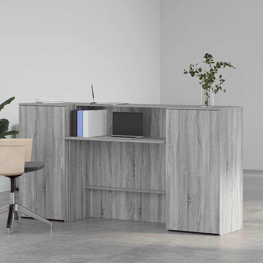Bureau de réception sonoma gris 200x50x103,5 cm bois ingénierie