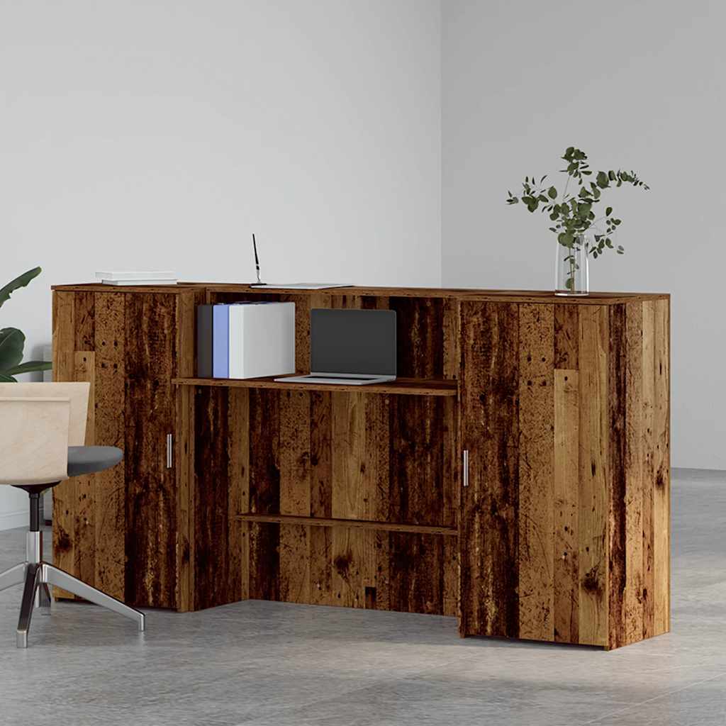 Bureau de réception vieux bois 200x50x103,5cm bois d'ingénierie