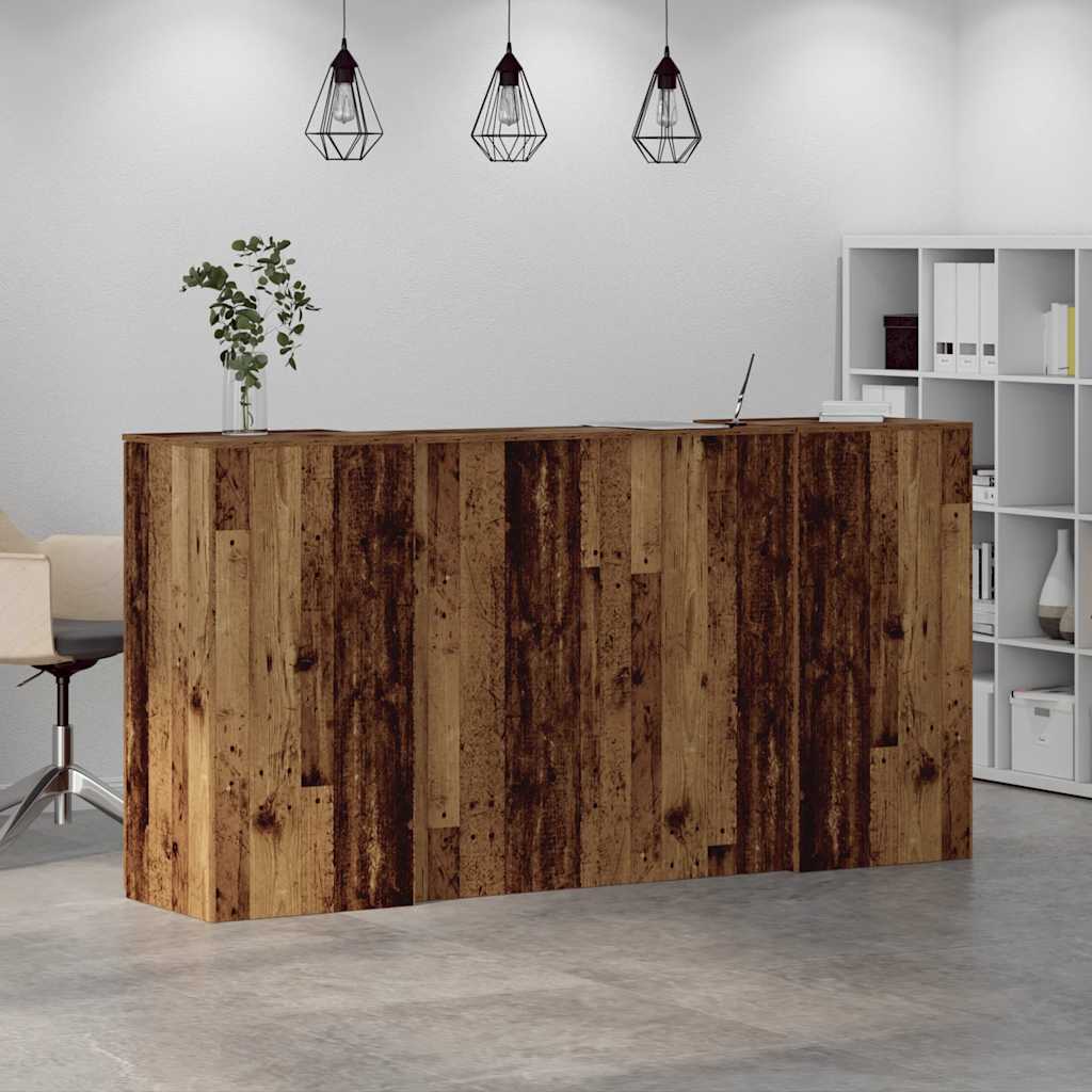 Bureau de réception vieux bois 200x50x103,5cm bois d'ingénierie