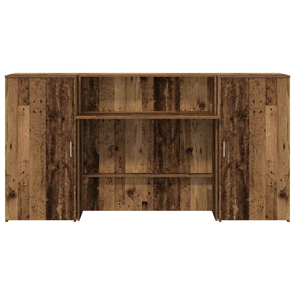 Bureau de réception vieux bois 200x50x103,5cm bois d'ingénierie