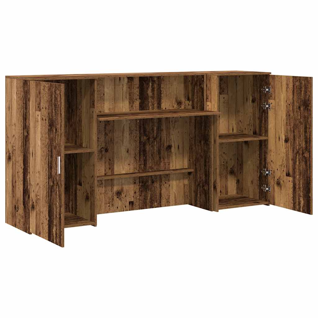 Bureau de réception vieux bois 200x50x103,5cm bois d'ingénierie