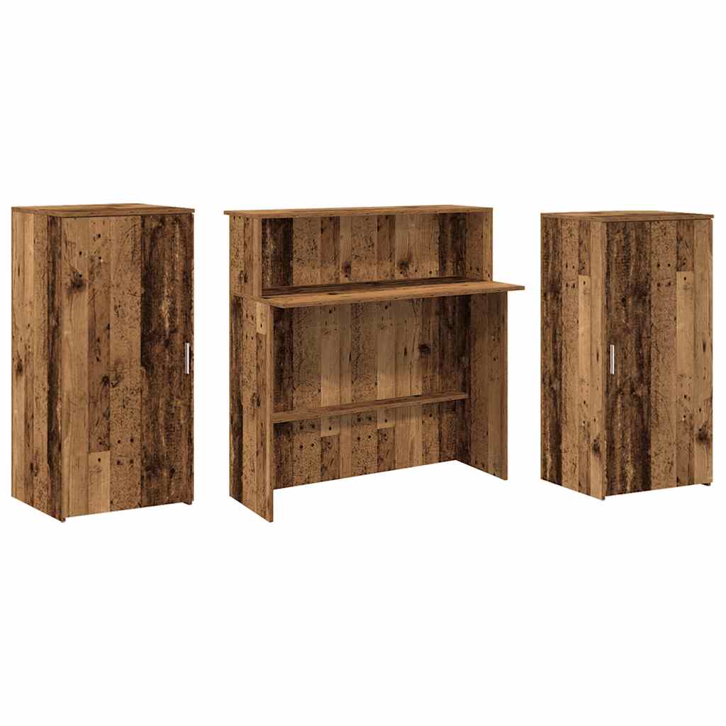 Bureau de réception vieux bois 200x50x103,5cm bois d'ingénierie