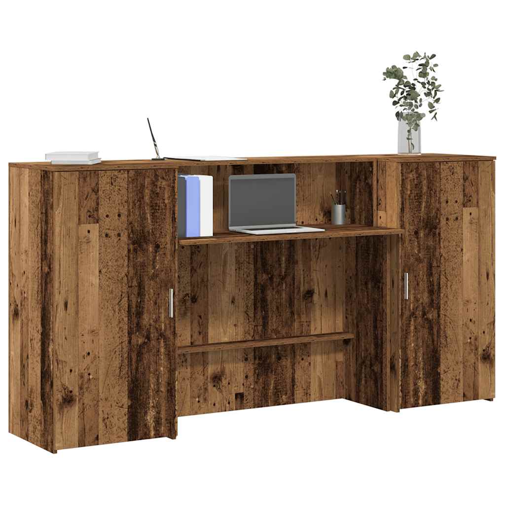 Bureau de réception vieux bois 200x50x103,5cm bois d'ingénierie