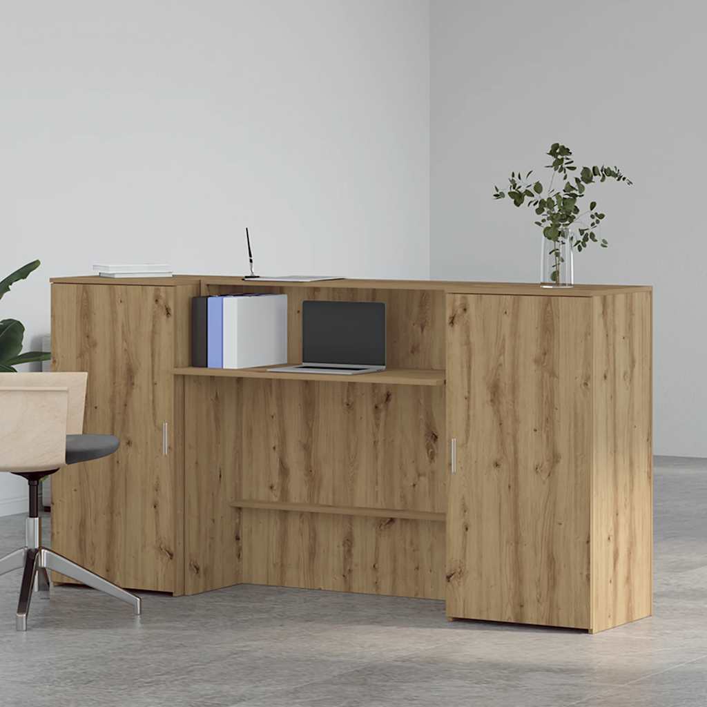 Bureau réception chêne artisanal 200x50x103,5cm bois ingénierie