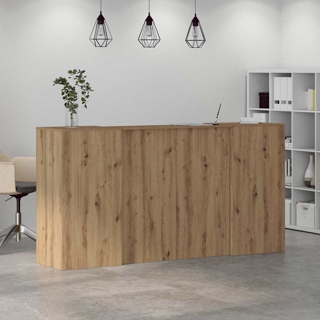 Bureau réception chêne artisanal 200x50x103,5cm bois ingénierie