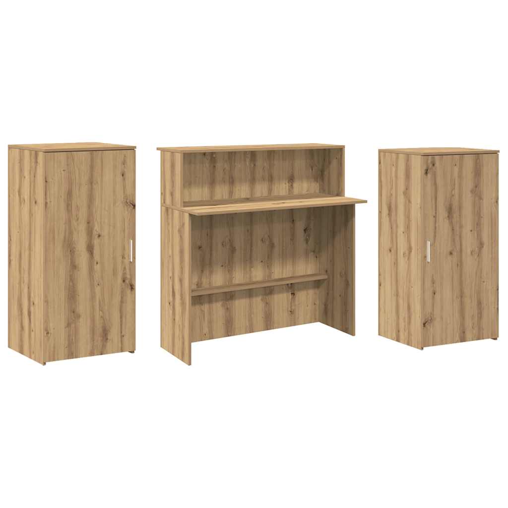 Bureau réception chêne artisanal 200x50x103,5cm bois ingénierie