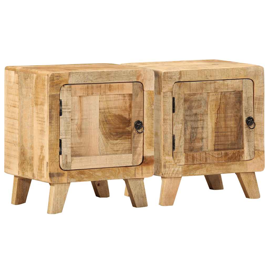 Table de chevet 2 pcs 40x32x46 cm bois massif de manguier brut - XIOS
