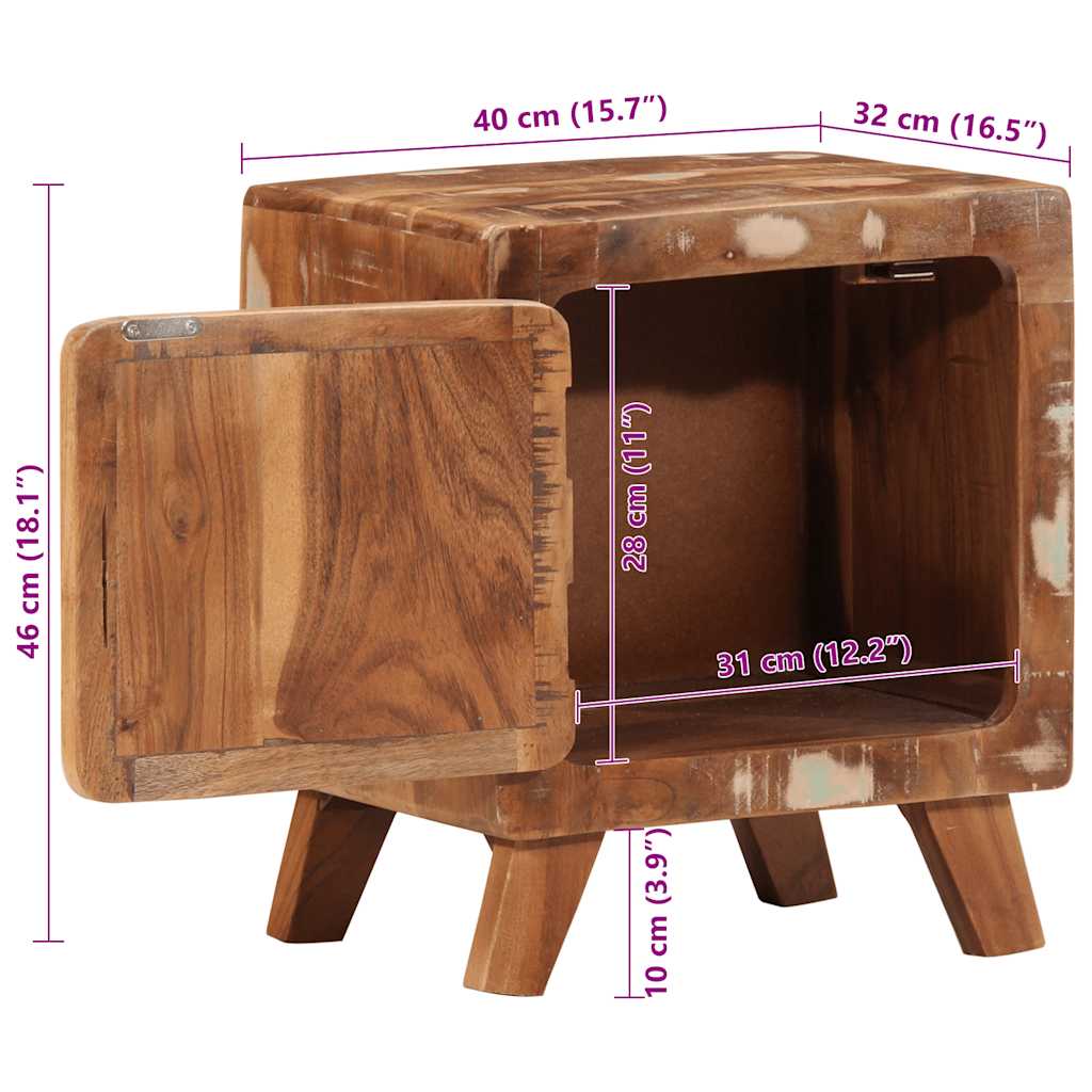Table de chevet 40x32x46 cm bois massif de récupération - XIOS