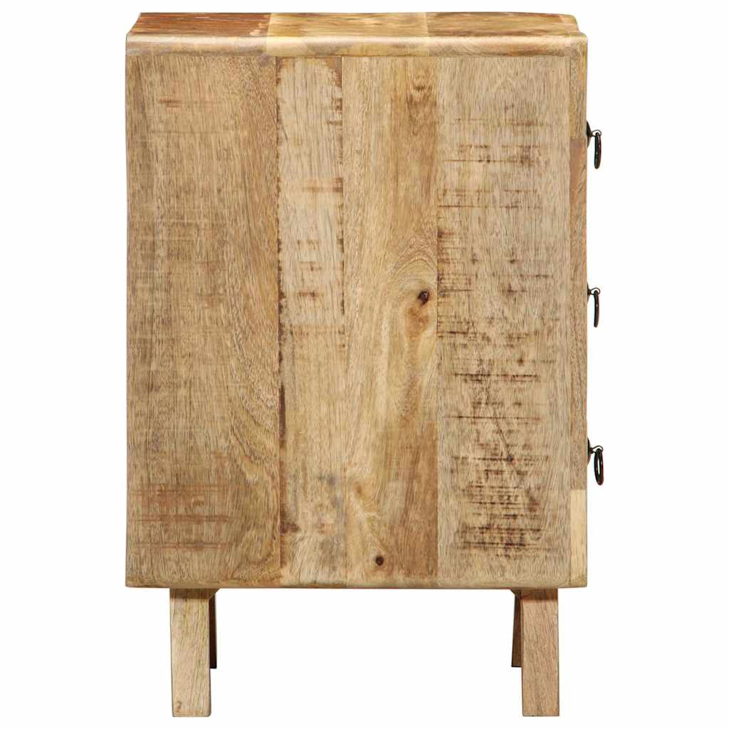 Table de chevet 37x32x50 cm bois de manguier massif brut - XIOS