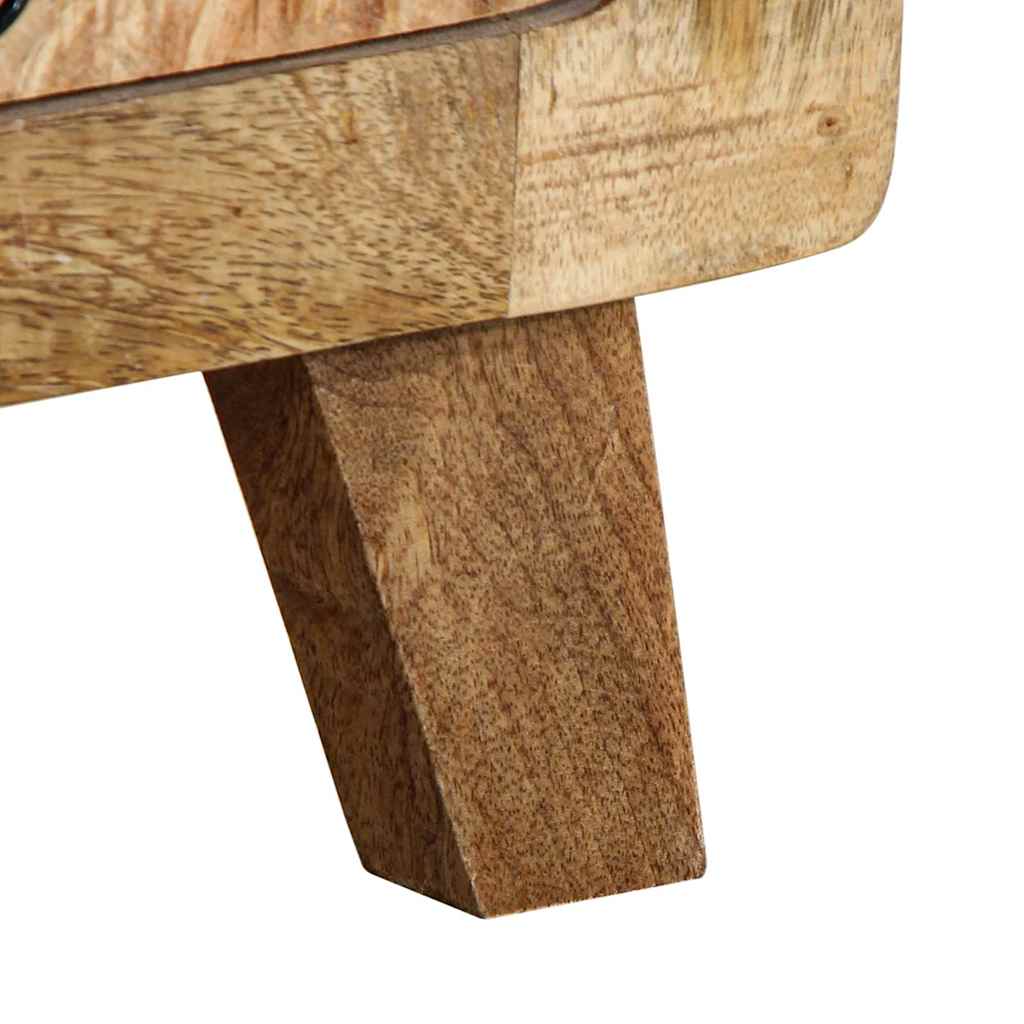Table de chevet 37x32x50 cm bois de manguier massif brut - XIOS