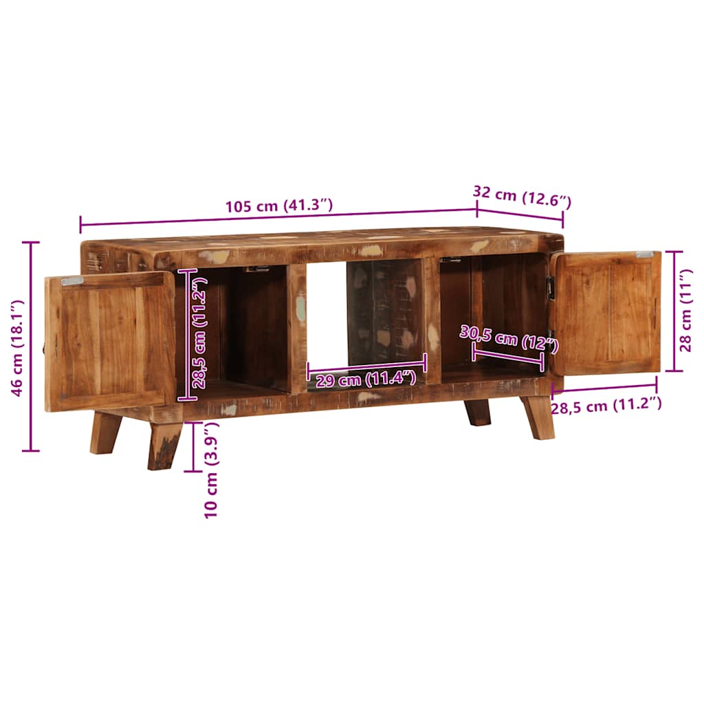 Meuble TV 105x46x32 cm Bois massif de récupération - XIOS