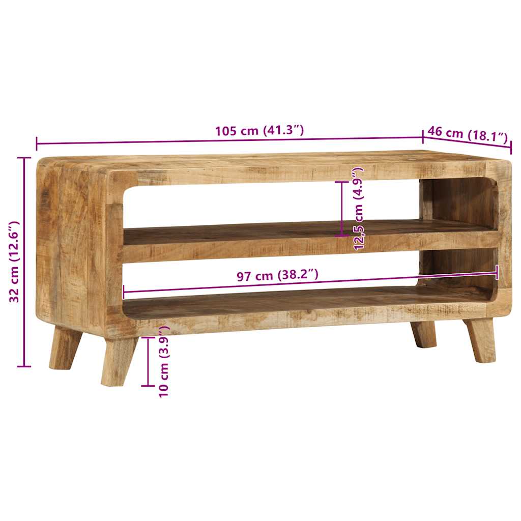 Meuble TV 105x46x32 cm bois massif de manguier brut - XIOS