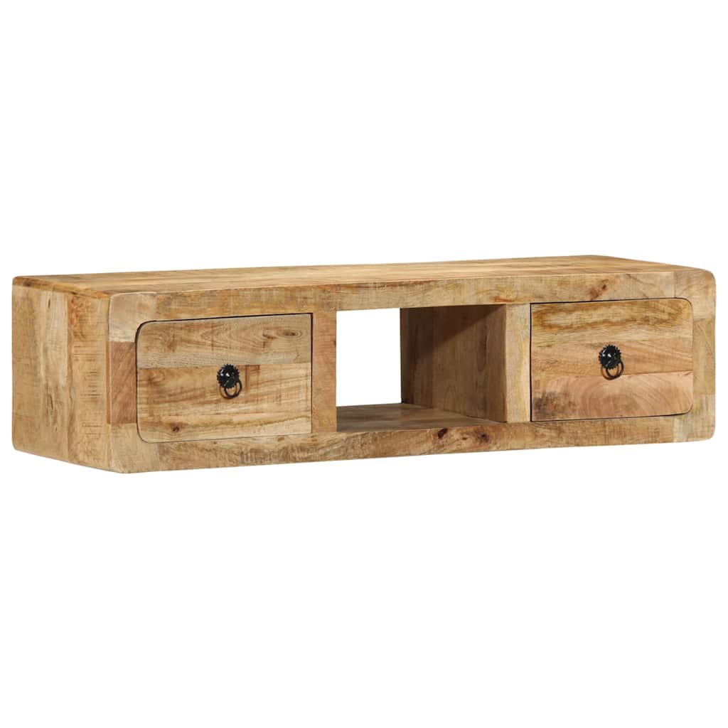 Meuble TV mural 100x32x25 cm bois massif manguier brut - XIOS