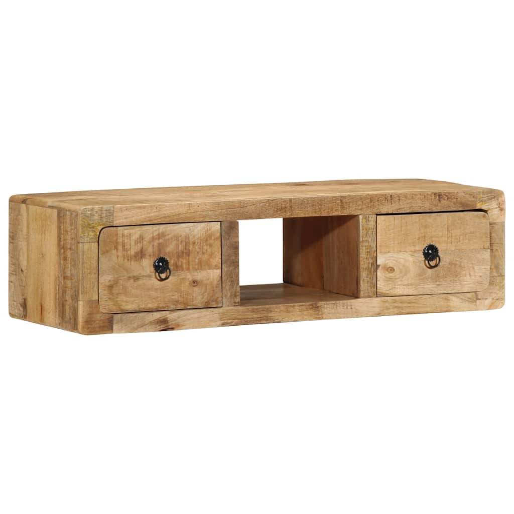 Meuble TV mural 100x32x25 cm bois massif manguier brut - XIOS