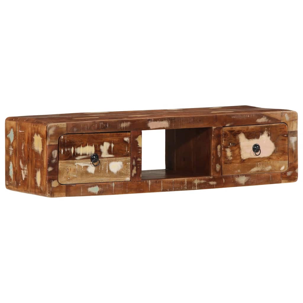 Meuble TV mural 100x32x25 cm bois massif de récupération - XIOS