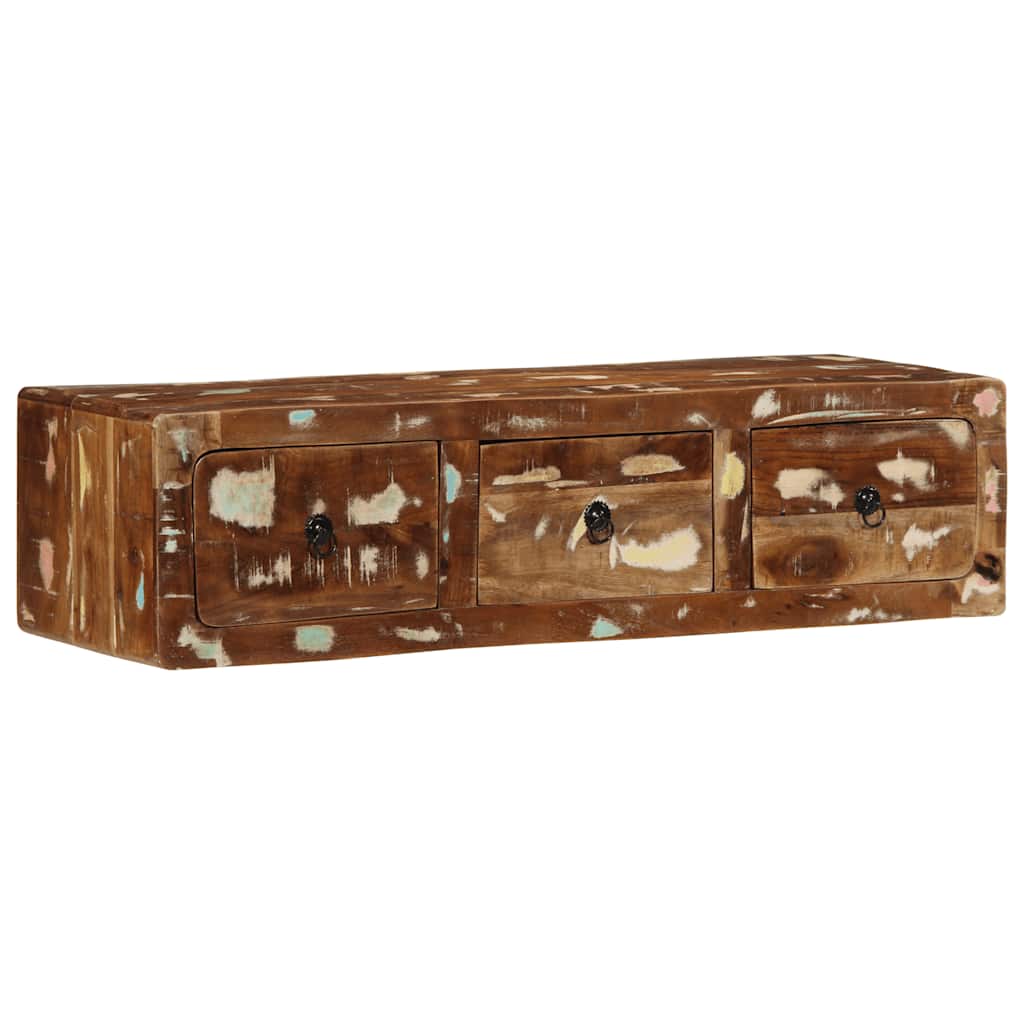 Meuble TV mural 100x32x25 cm bois massif de récupération - XIOS