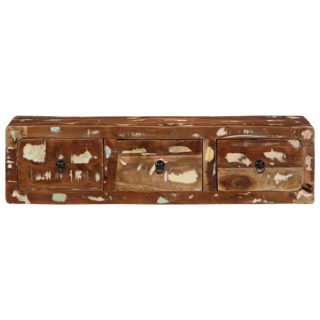 Meuble TV mural 100x32x25 cm bois massif de récupération - XIOS