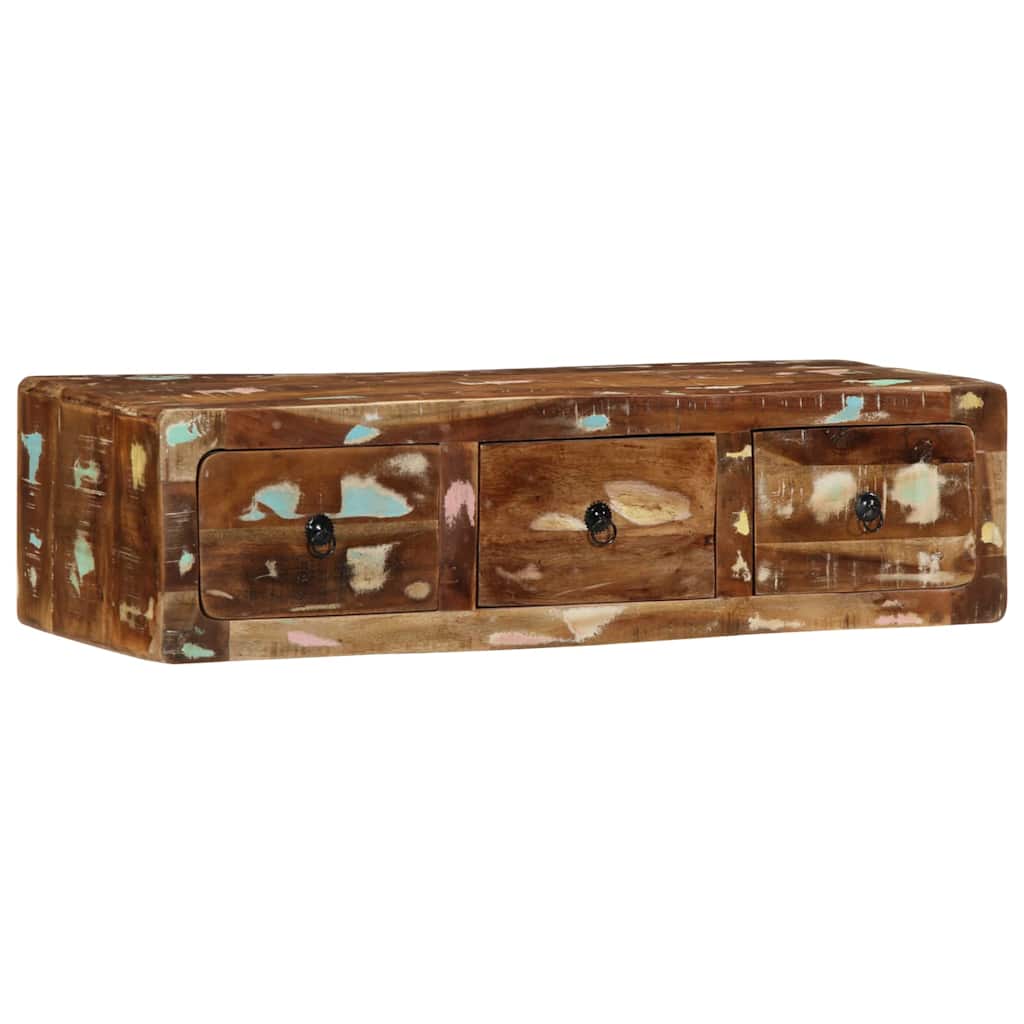 Meuble TV mural 100x32x25 cm bois massif de récupération - XIOS