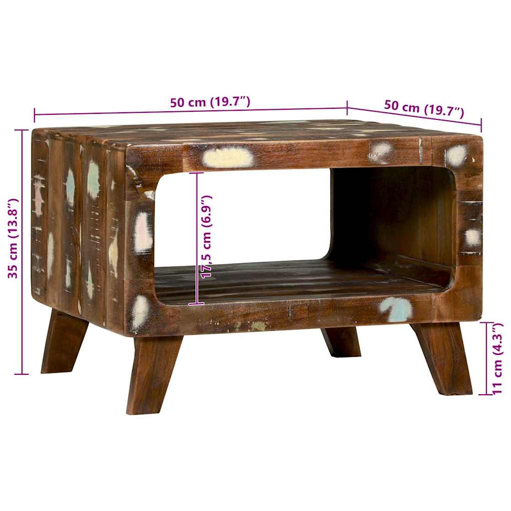 Table basse 50 x 50 x 35 cm bois de récupération massif - XIOS